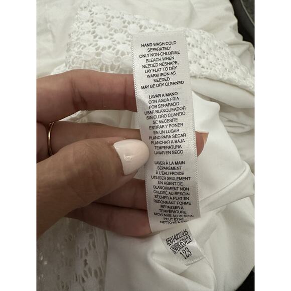White House Black Market WHBM Sleeves Dress Size 4 White Crochet Mini - Picture 8 of 8